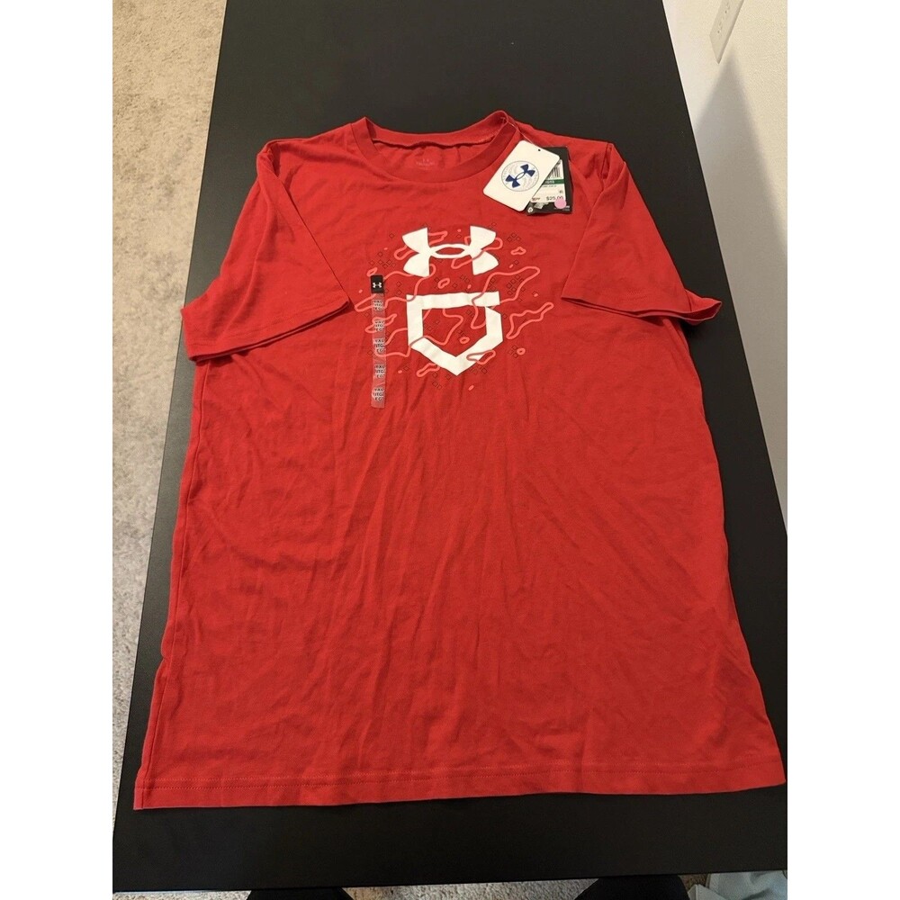 Under Armour Boys XXL Red Graphic Logo T-Shirt Athletic Short Sleeve NWT Y2XL
